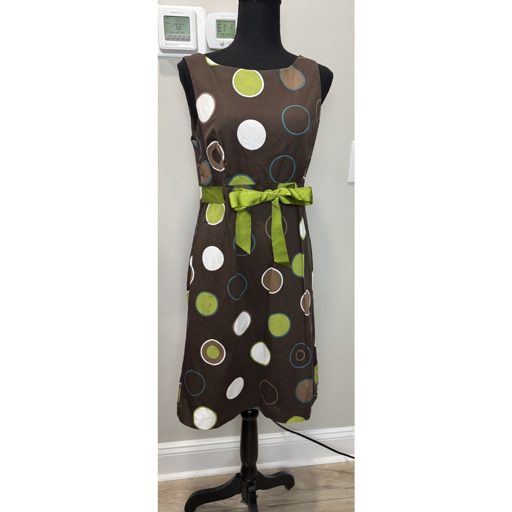 Jessica Howard Retro Y2K Twee Mod Polka Dot Dress Goblincore Brown Lime Green 10